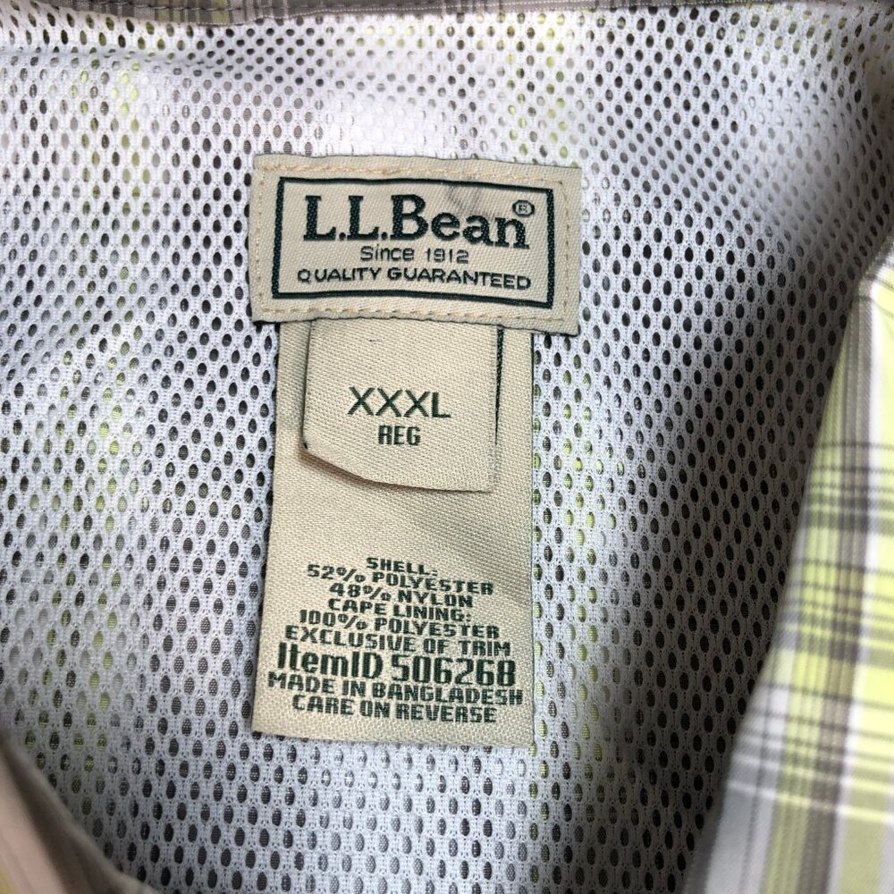 L.L Bean Tropicwear Shirt Men's 3XL Gray Green Plaid Regular Vented Fishing NEW - Picture 3 of 16